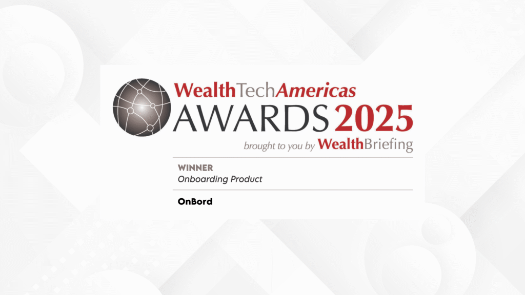OnBord winner of Onboarding Product Award at the WealthTech Americas Awards 2025